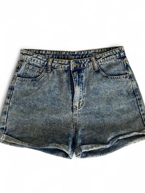 SHEIN Pants - SHEIN Washed Blue High-Rise Denim Shorts